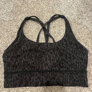 lululemon athletica Energy Longline Black Patterned Sports Bra